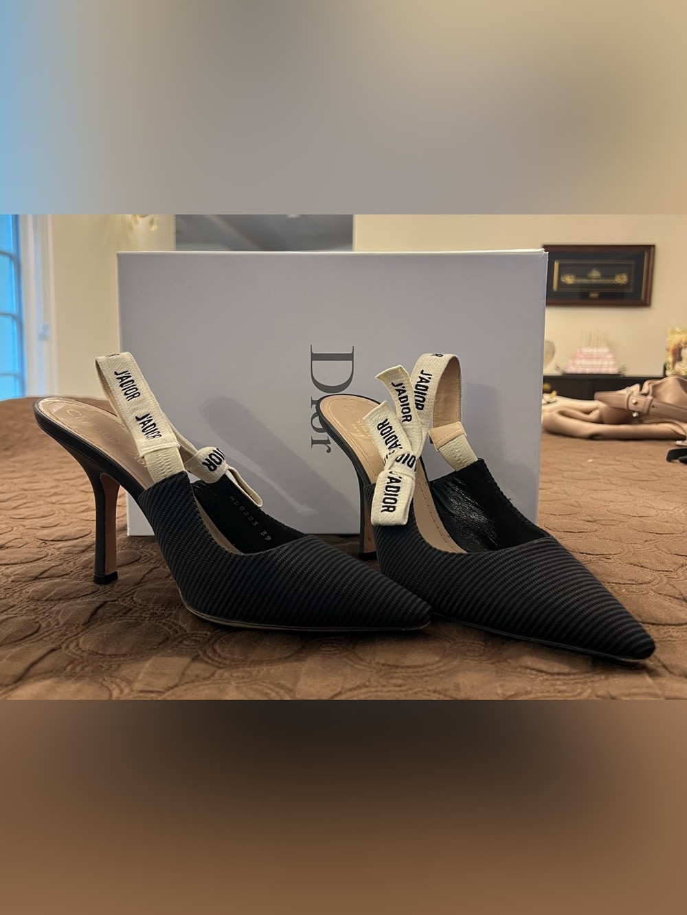 Dior Black Slingback Heels J'ADIOR Ribbon Heels